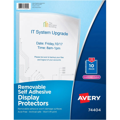 Avery® Display Protectors: 20-Sheet Capacity Letter Size Top Loading Clear - 10/Pack - Sheet Protectors