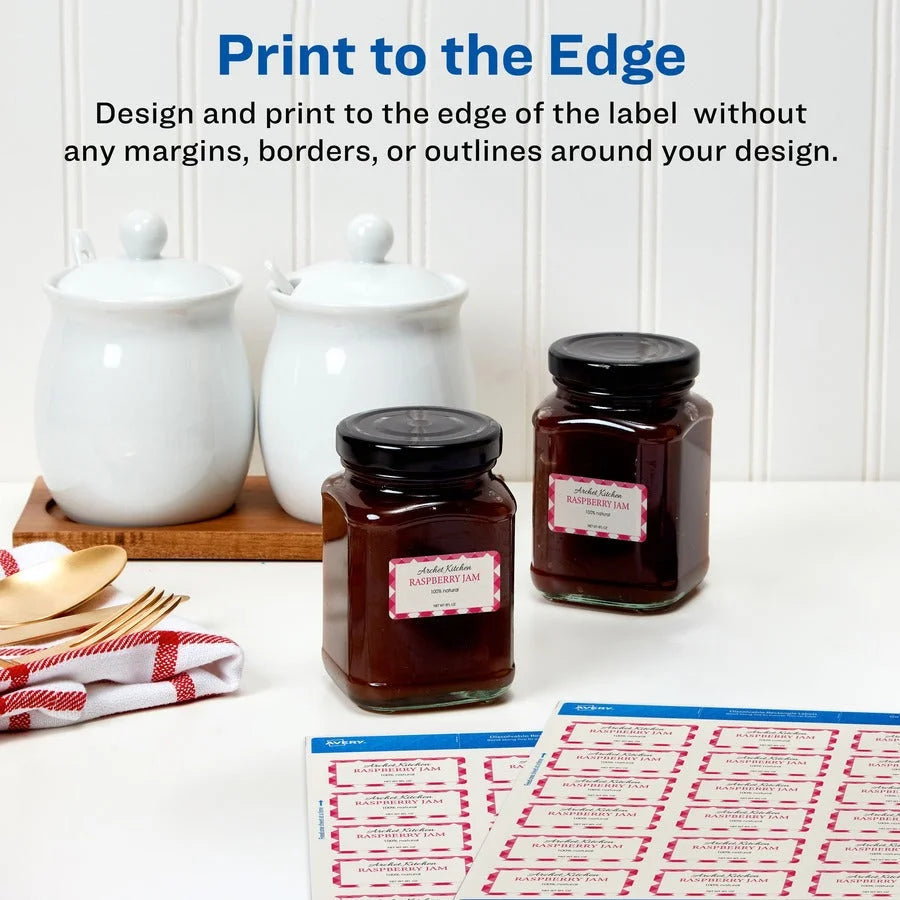 Avery® Dissolvable Rectangle Labels: 1.25’’ x 2.38’’ - White Paper - 90 Labels/Pack - Multipurpose & ID Labels