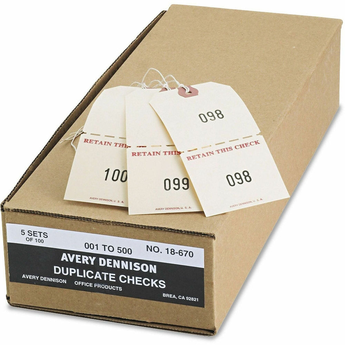 Avery&reg; Duplicate Auto Park Tags, Manila, Strung, 4-3/4" x 2-3/8" , 500 Tags (18670) - 2000