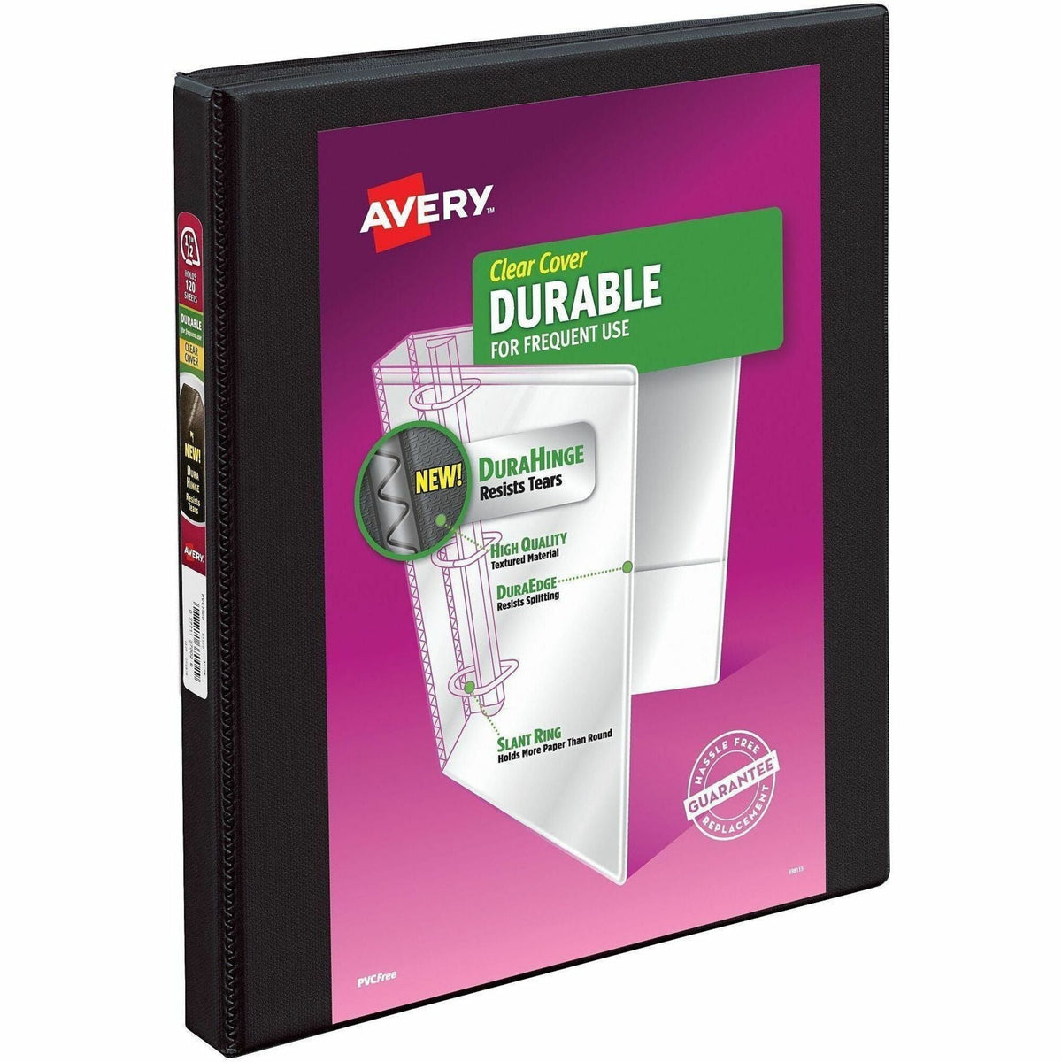 Avery® Durable View 3 Ring Binder, 0.5" Slant Rings, 1 Black Binder (17001) - 2000