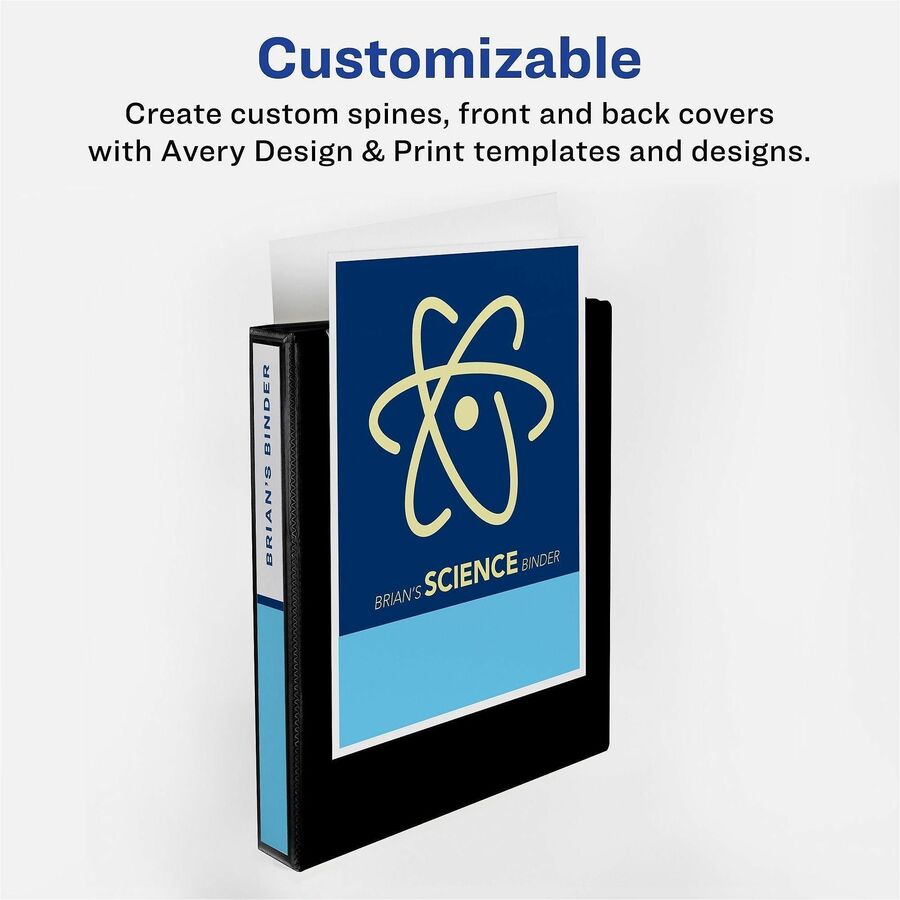 Avery® Durable View 3 Ring Binder, 0.5" Slant Rings, 1 Black Binder (17001) - Alternate-Image2