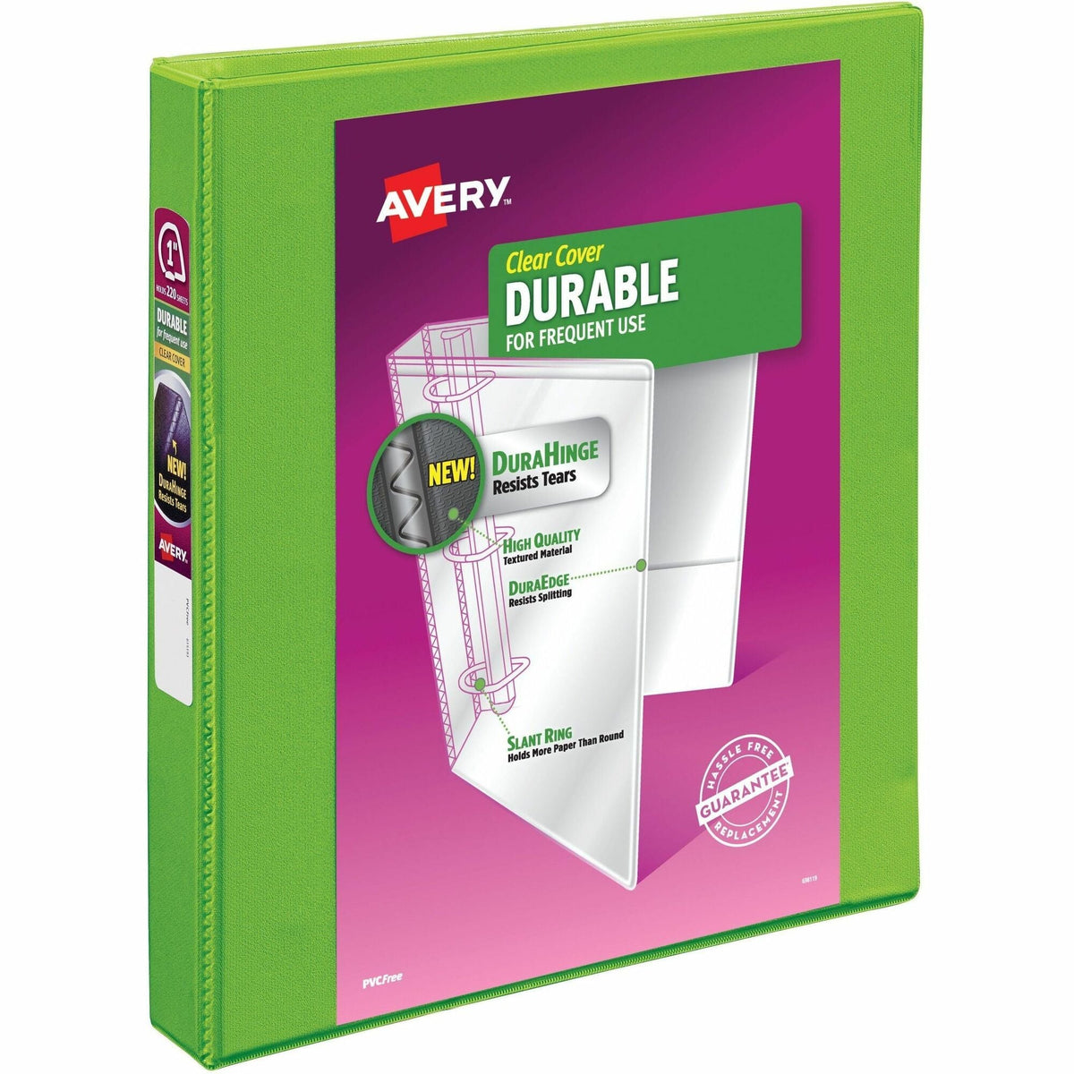 Avery® Durable View 3 Ring Binder, 1" Slant Rings, 1 Chartreuse Binder (17263) - 2000