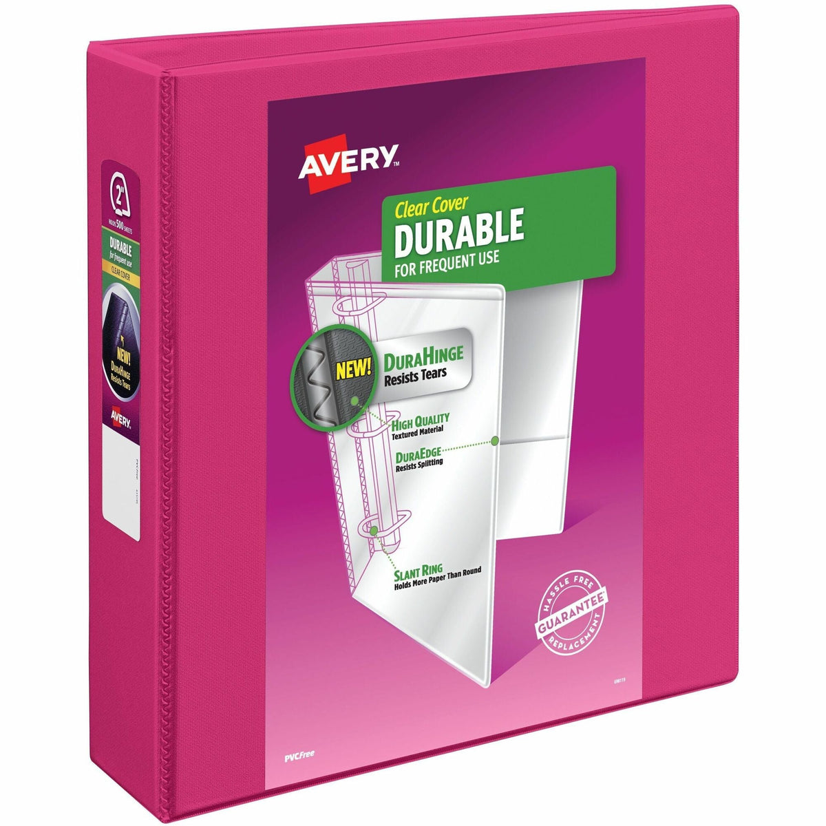 Avery® Durable View 3 Ring Binder, 2" Slant Rings, 1 Pink Binder (17836) - 2000