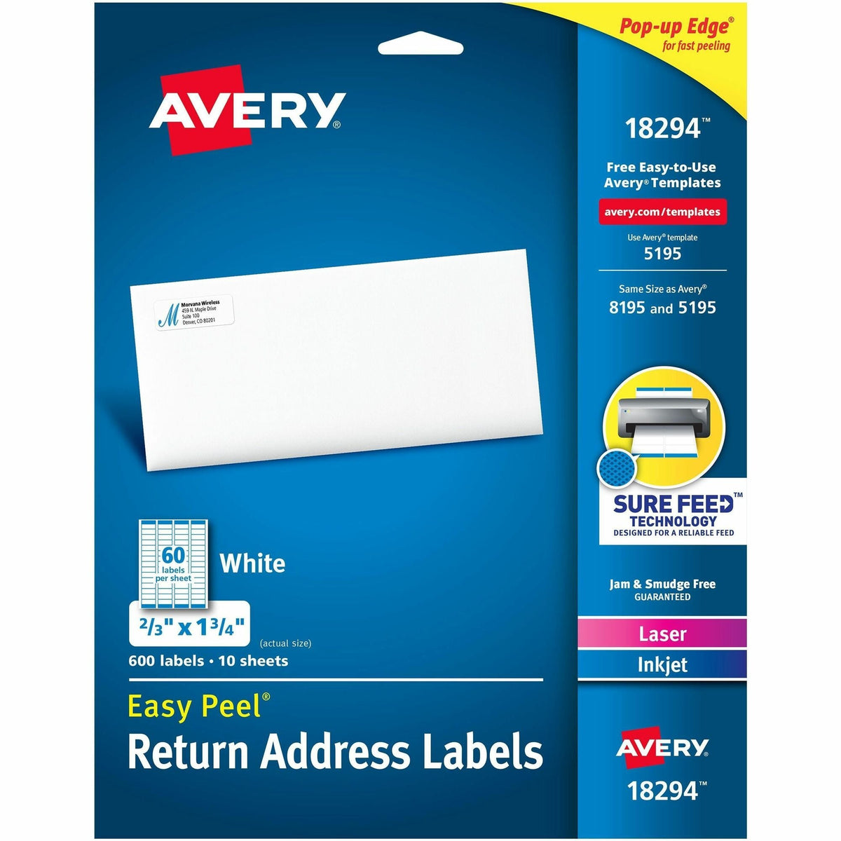 Avery® Easy Peel Address Labels, 2/3" x 1-3/4" , 600 Labels (18294) - 2000