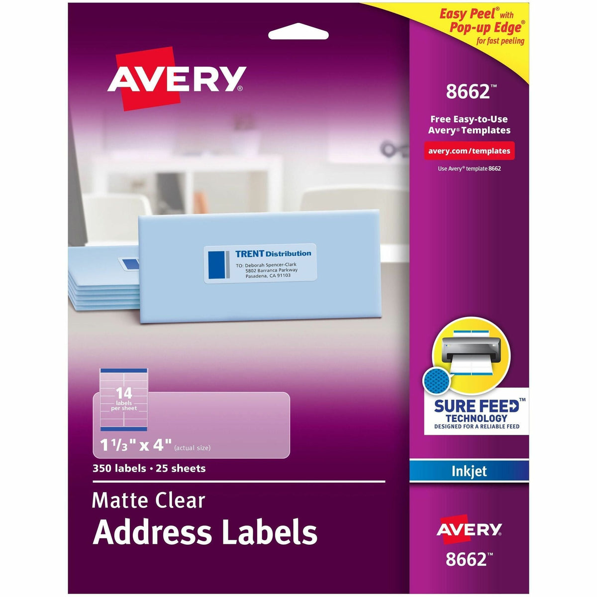 Avery® Easy Peel Inkjet Printer Mailing Labels - 2000