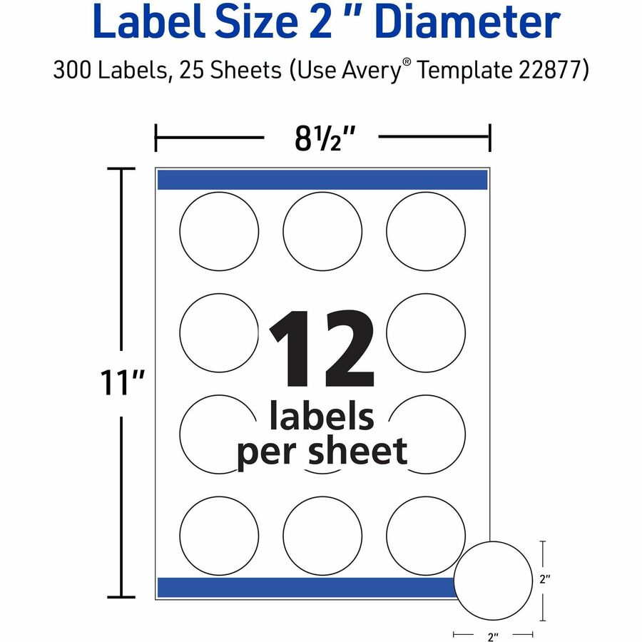 Avery&reg; Round Labels, 2" Diameter, Matte White, 300ct (22877) - Alternate-Image6