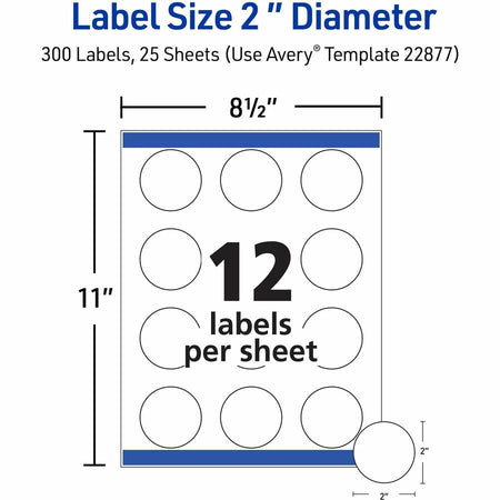 Avery&reg; Round Labels, 2" Diameter, Matte White, 300ct (22877) - Alternate-Image6