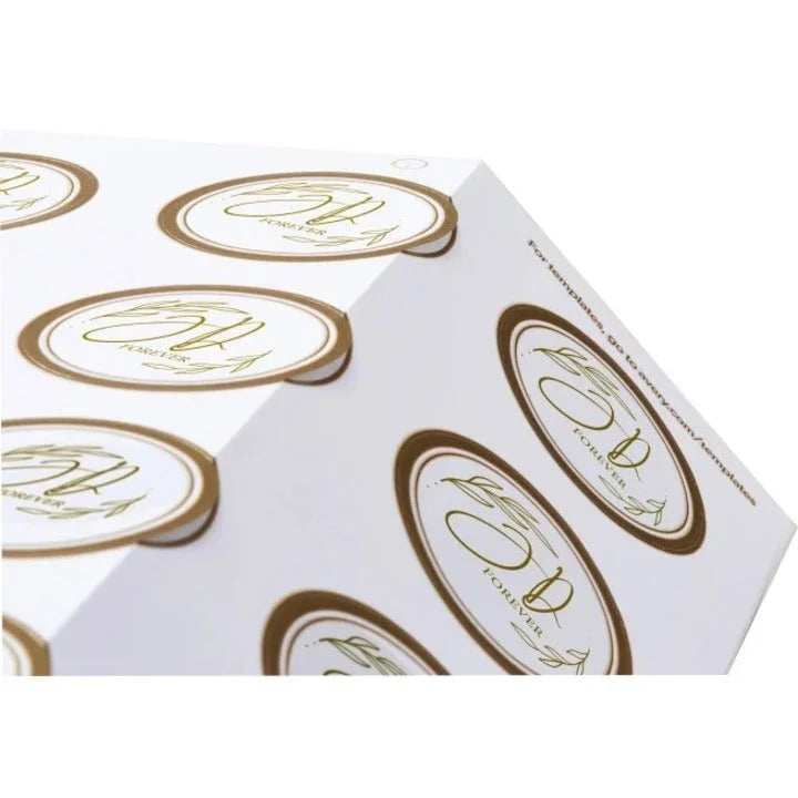 Avery® Easy Peel Round Labels: 2’’ Diameter Permanent Adhesive White & Metallic Gold - 120 Pack - Multipurpose ID Labels