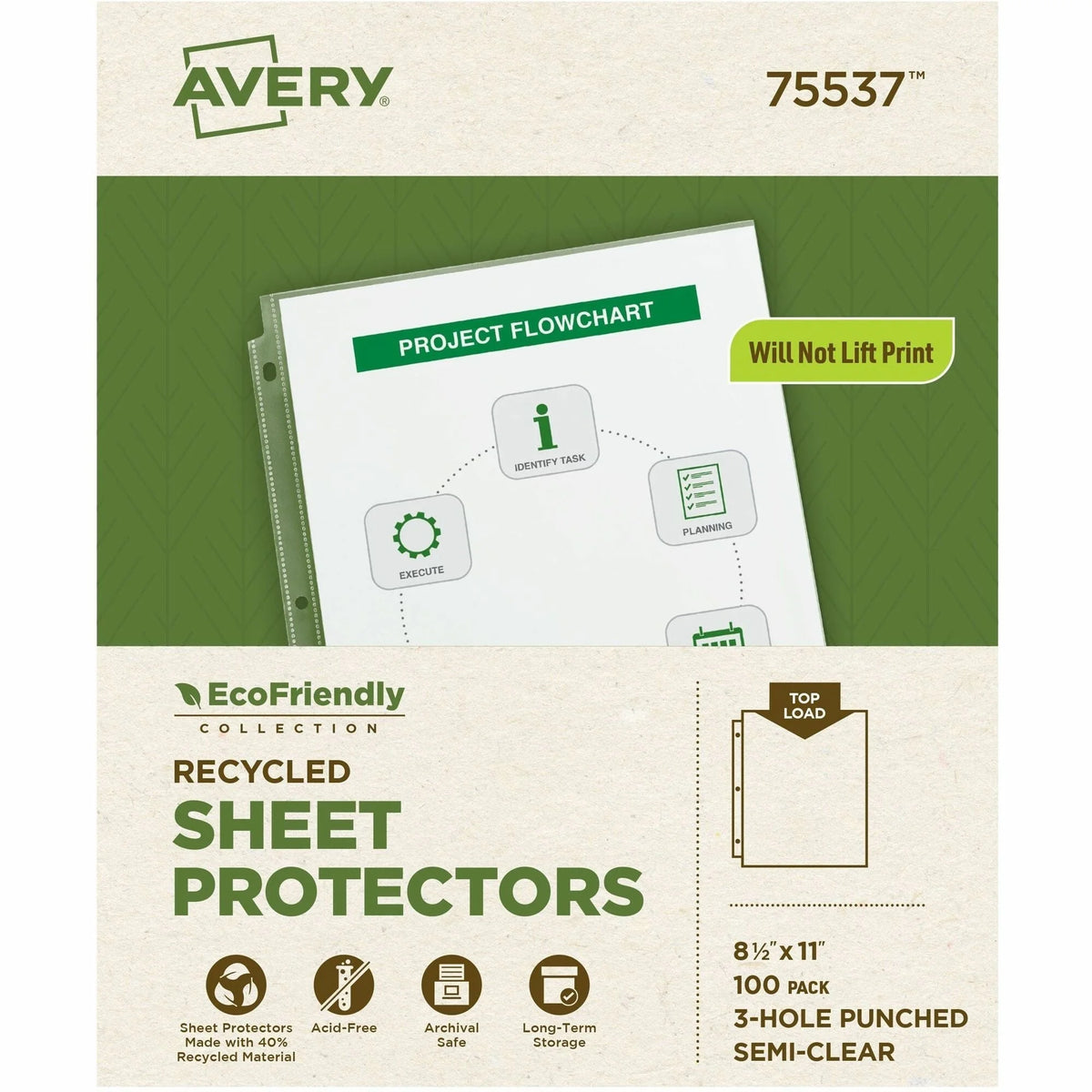 Avery® Eco-Friendly Economy Sheet Protectors: 100ct for Letter 8 1/2’’ x 11’’ Sheets - Protectors