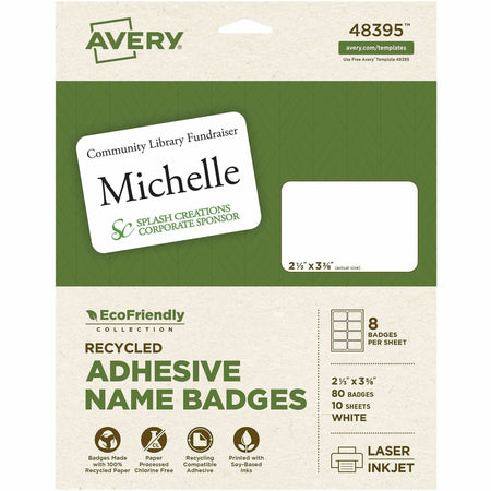 Avery® Eco-friendly Premium Name Badge Labels - 2000