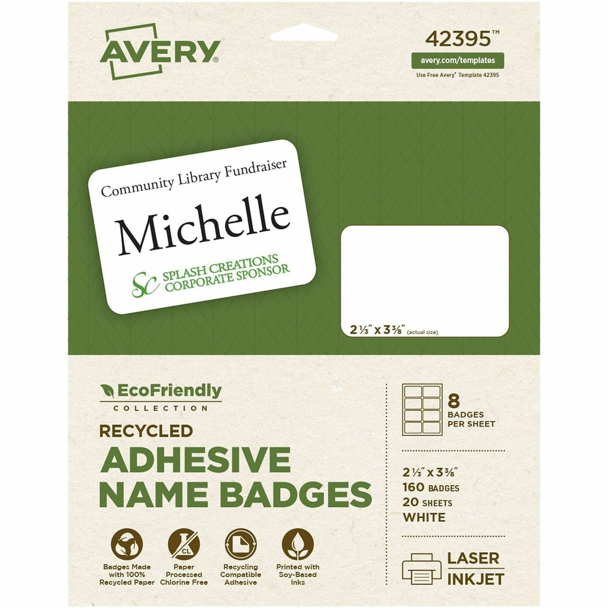 Avery® Eco-friendly Premium Name Badge Labels - 2000
