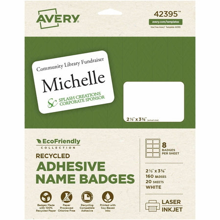 Avery® Eco-friendly Premium Name Badge Labels - 2000