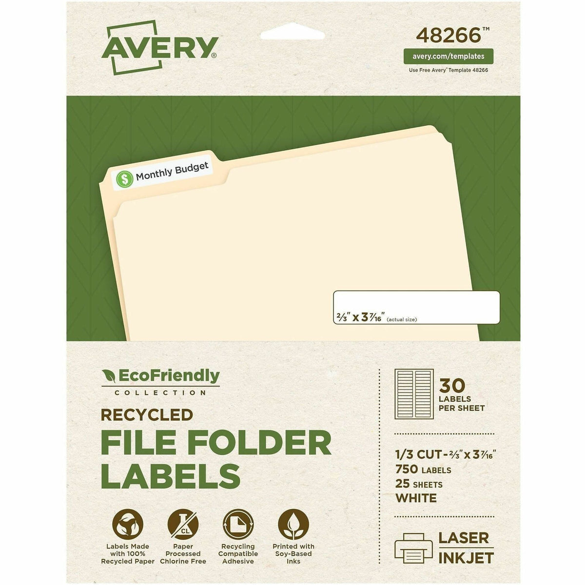 Avery® EcoFriendly File Folder Label - 2000