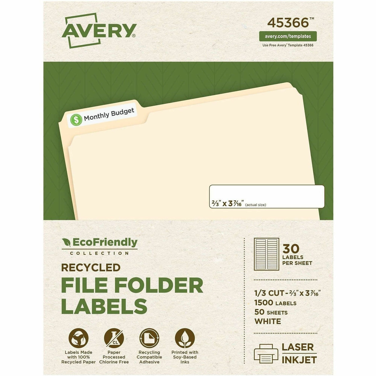 Avery® EcoFriendly File Folder Label - 2000
