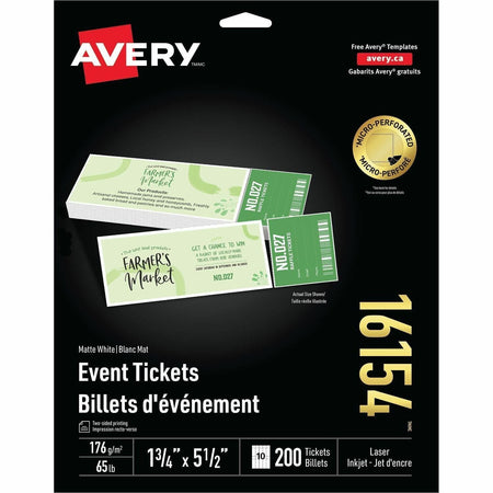 Avery Event Tickets with Tear-Away Stubs - 1500