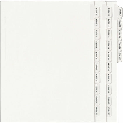 Avery® Exhibit 1-25 Index Dividers - 25 Tab Set - Letter Size - White Paper - 25% Recycled - Divider