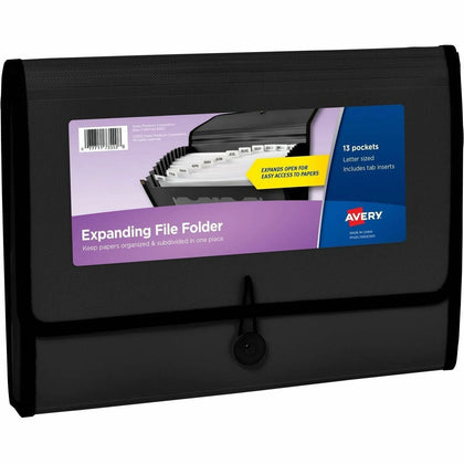 Avery® Expanding File: 13-Pocket A4 Organizer - Black - Files
