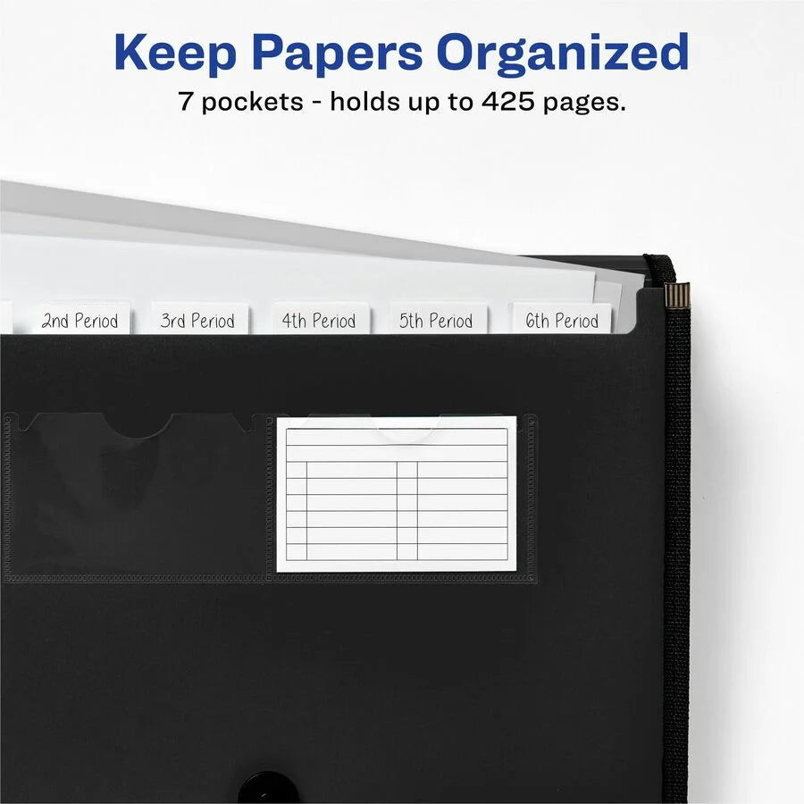 Avery® Expanding File: 7-Pocket A4 Organizer - Black - Files