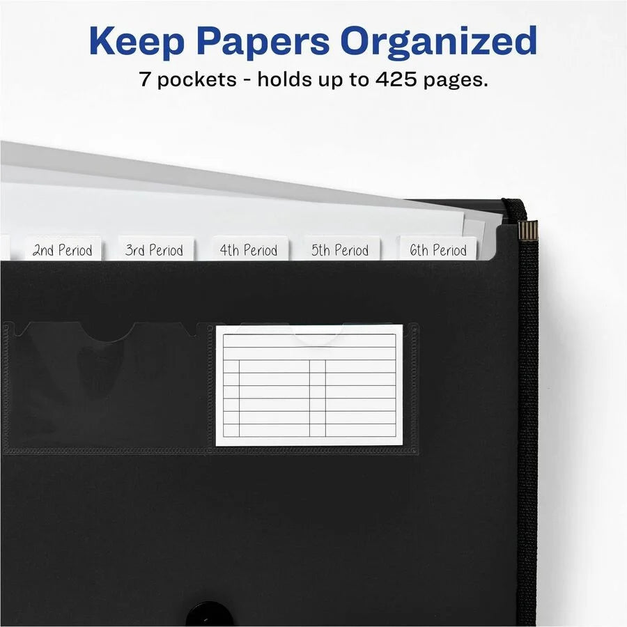 Avery® Expanding File: 7-Pocket A4 Organizer - Black - Files