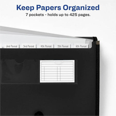 Avery® Expanding File: 7-Pocket A4 Organizer - Black - Files