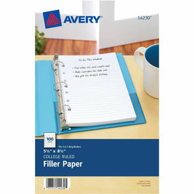 Avery® Filler Paper: College Ruled 5.5’’ x 8.5’’ 100 Sheets - Paper