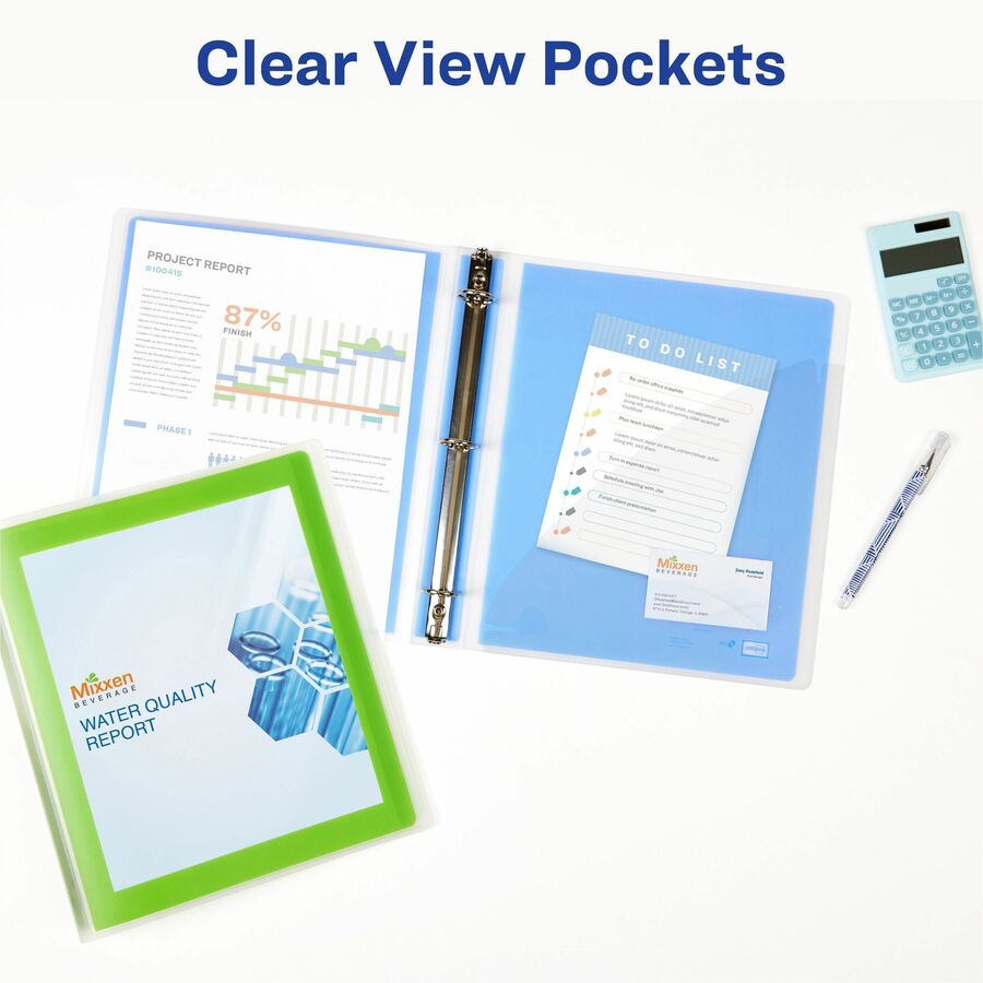 Avery® Flexi-View 3 Ring Binder, 1 Inch Round Rings, 1 Blue Binder - Alternate-Image2