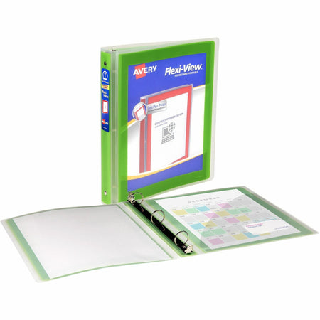 Avery® Flexi-View 3 Ring Binder, 1 Inch Round Rings, 1 Chartreuse Green Binder - 2000