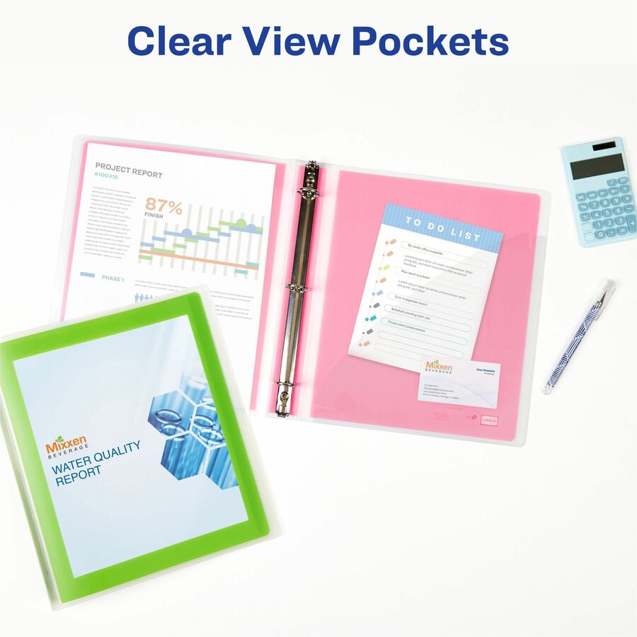 Avery® Flexi-View 3 Ring Binder, 1 Inch Round Rings, 1 Chartreuse Green Binder - Alternate-Image2