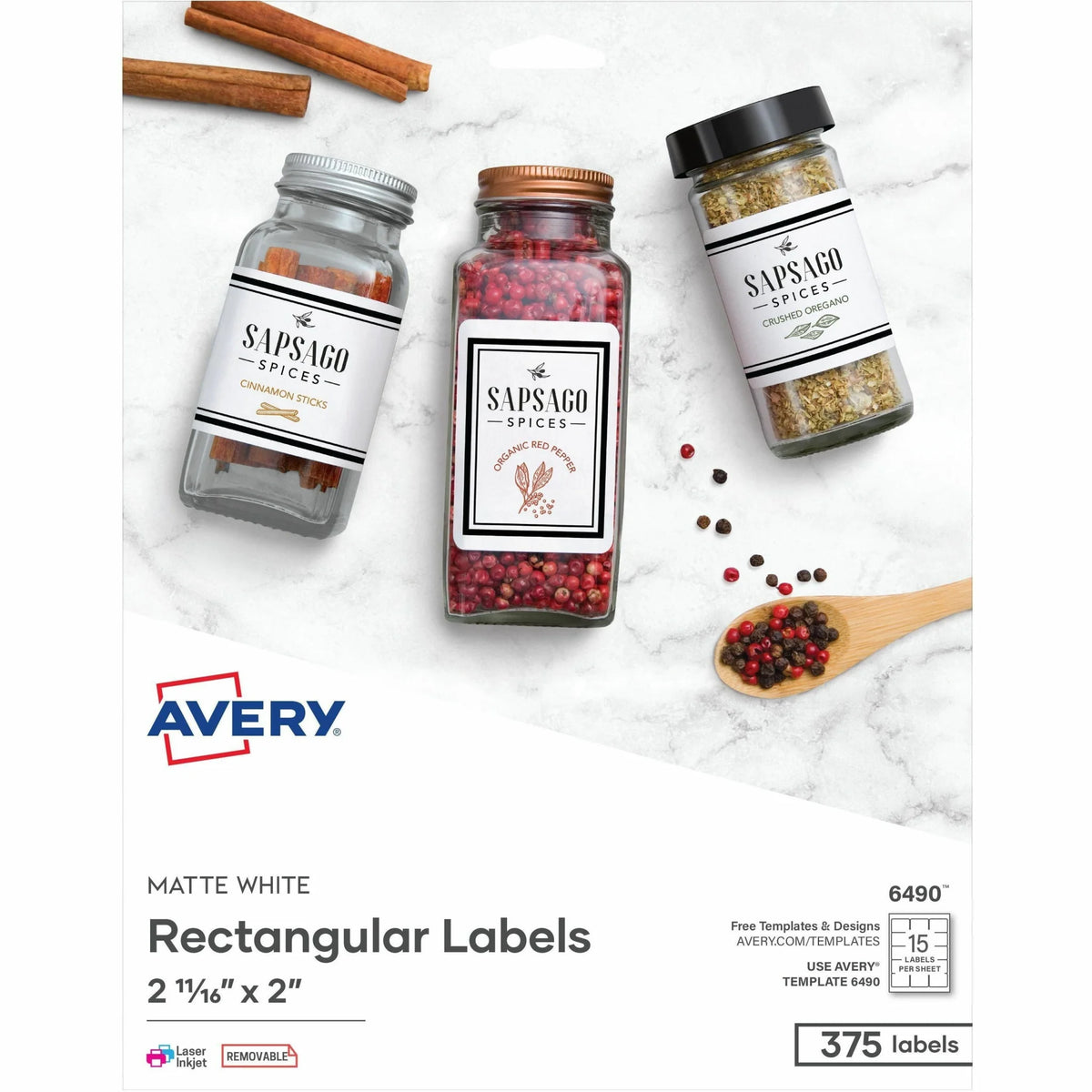 Avery® Floppy Disk Labels: Removable Square Labels Matte White 1875 - Media