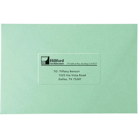 Avery® Address Label - 1’’ Width x 2 13/16’’ Length - Permanent Adhesive - Rectangle - Frosted Clear - Film - 33