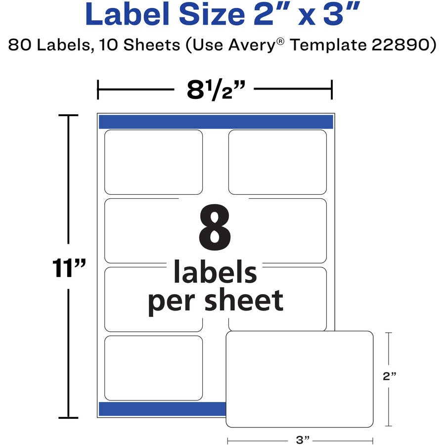 Avery&reg; Glossy White Labels, 2" x 3" , 80 Labels (22890) - Alternate-Image6