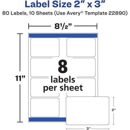 Avery&reg; Glossy White Labels, 2" x 3" , 80 Labels (22890) - Alternate-Image6
