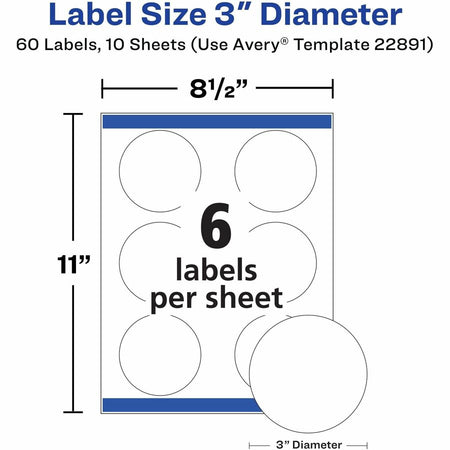 Avery&reg; Glossy White Labels, 3" Round, 60 Labels (22891) - Alternate-Image6