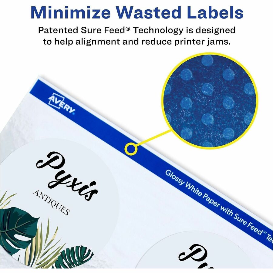 Avery&reg; Glossy White Labels, 3" Round, 60 Labels (22891) - Alternate-Image2