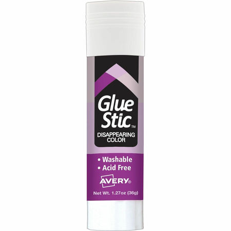 Avery® Glue Stic with Disappearing Purple Color - 1.27 oz - 6 / Pack - Sticks