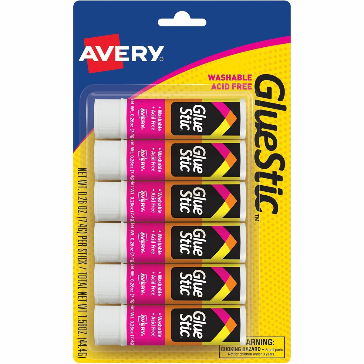 Avery® Glue Stick - 0.26 oz - White - 6 / Pack - Sticks