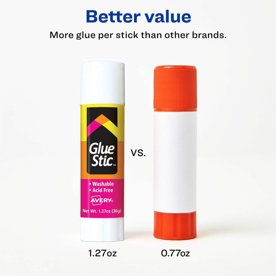 Avery® Glue Stick - 1.27 oz - White - 6 / Pack - Sticks