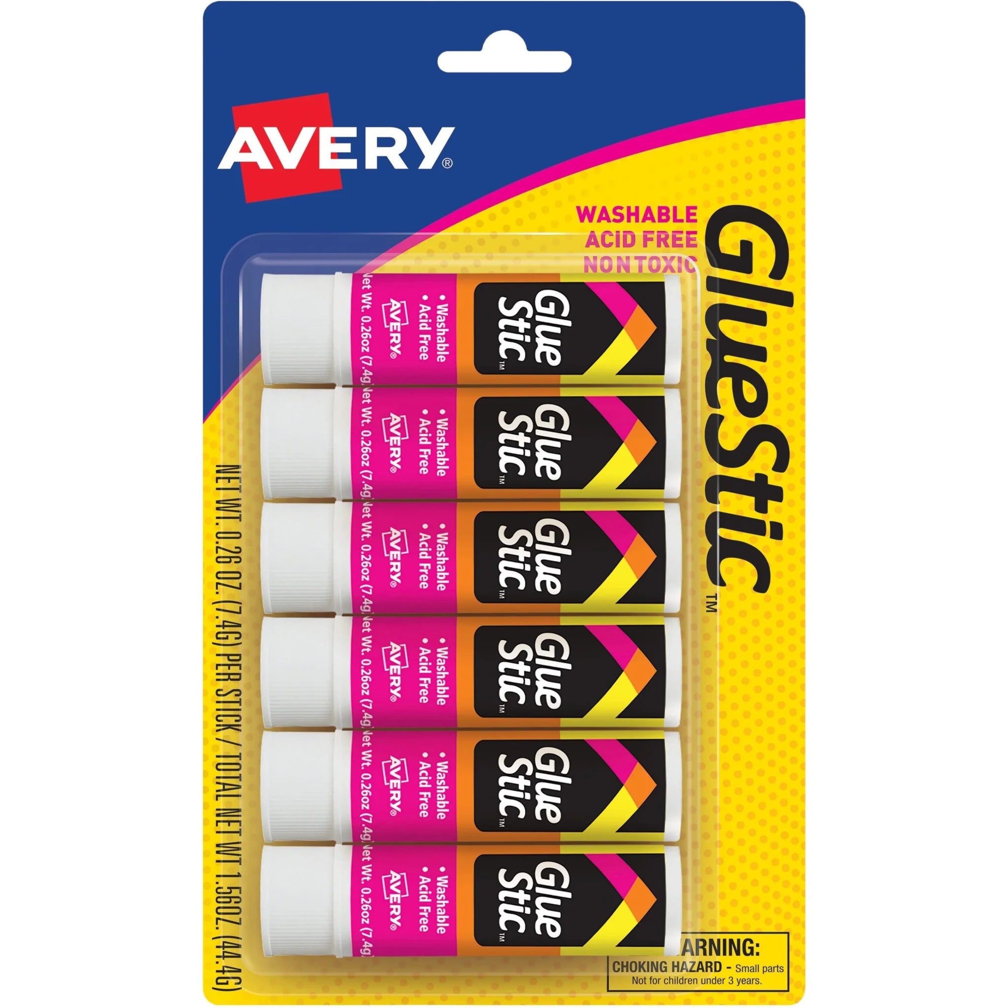 Avery® Glue Stick: White 0.26 oz - Pack of 6 - Sticks