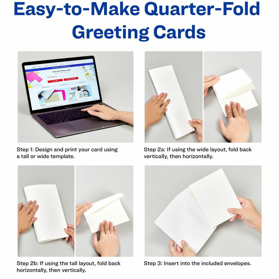 Avery® Greeting Cards - 97 Brightness - 4 1/4’’ x 5 1/2’’ - Matte - Heavyweight - White - 20 / Pack
