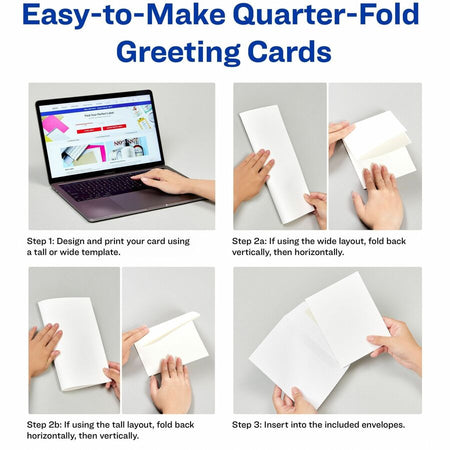 Avery® Greeting Cards - 97 Brightness - 4 1/4’’ x 5 1/2’’ - Matte - Heavyweight - White - 20 / Pack
