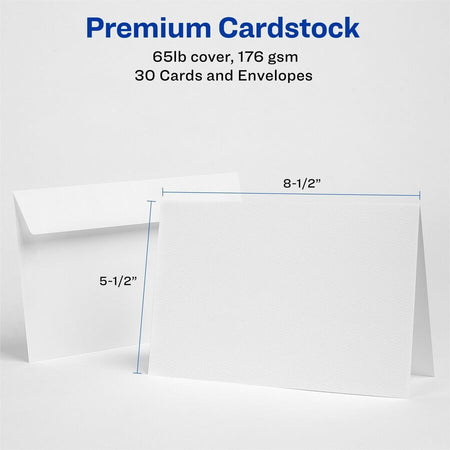 Avery® Half-Fold Greeting Cards Textured Uncoated 5-1/2’’ x 8-1/2’’ 30 (3378) - 5 1/2’’ 8 - & Stationery Sets