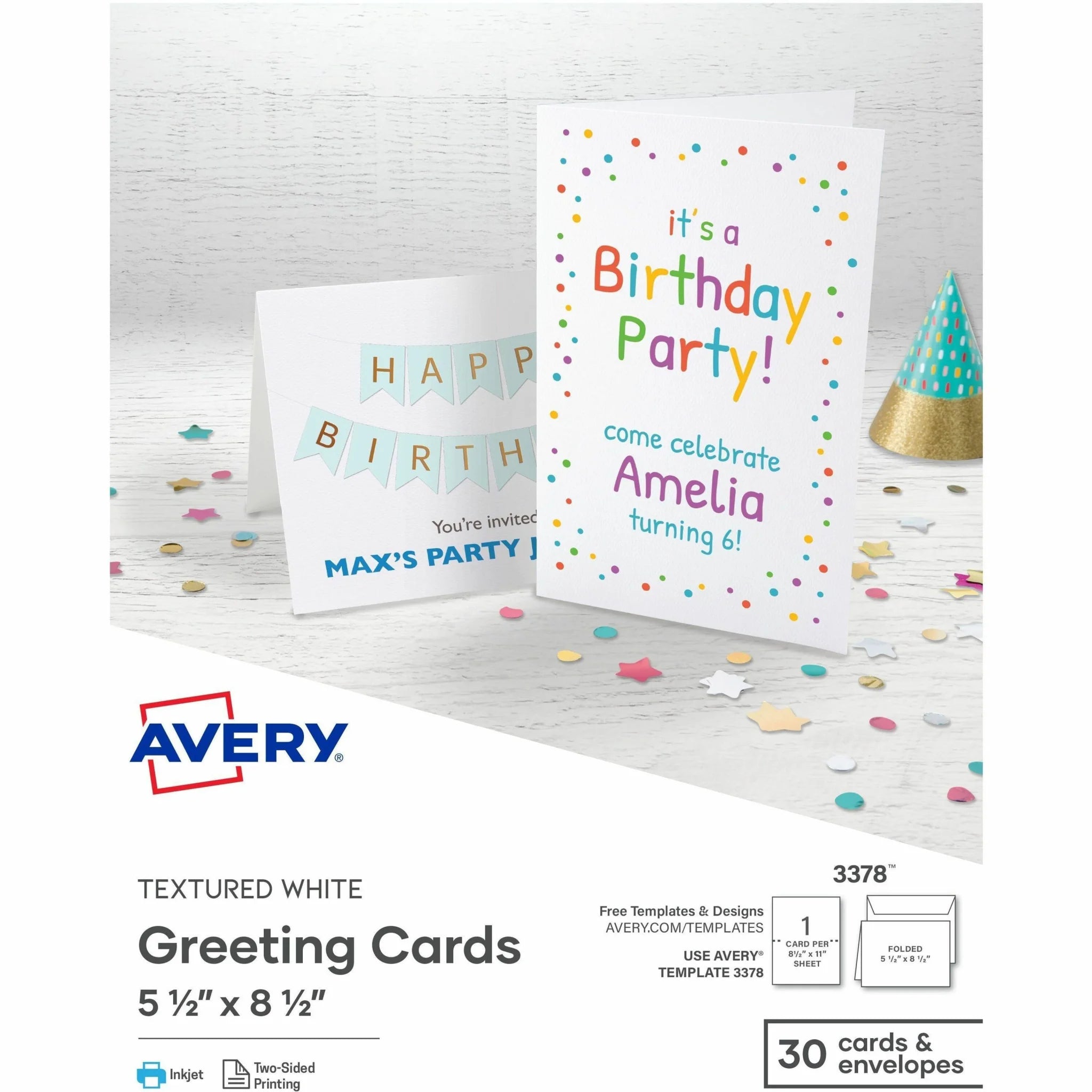 Avery® Half-Fold Greeting Cards: Textured Uncoated 5-1/2’’ x 8-1/2’’ - 30 Cards - & Stationery Sets