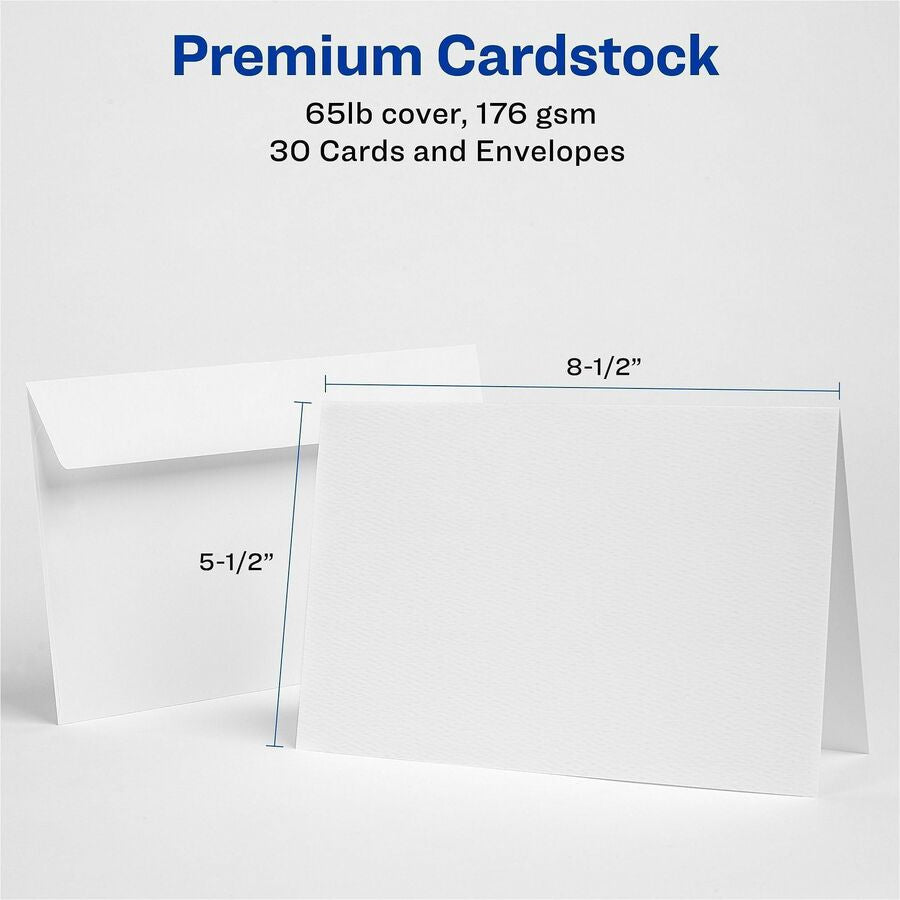 Avery® Half-Fold Greeting Cards Textured Uncoated 5-1/2’’ x 8-1/2’’ 30 (3378) - 5 1/2’’ 8 - & Stationery Sets