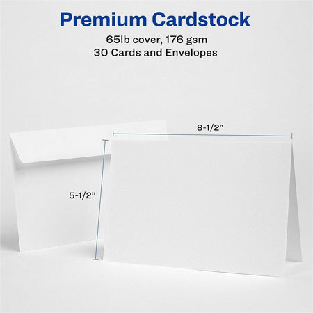 Avery® Half-Fold Greeting Cards Textured Uncoated 5-1/2’’ x 8-1/2’’ 30 (3378) - 5 1/2’’ 8 - & Stationery Sets