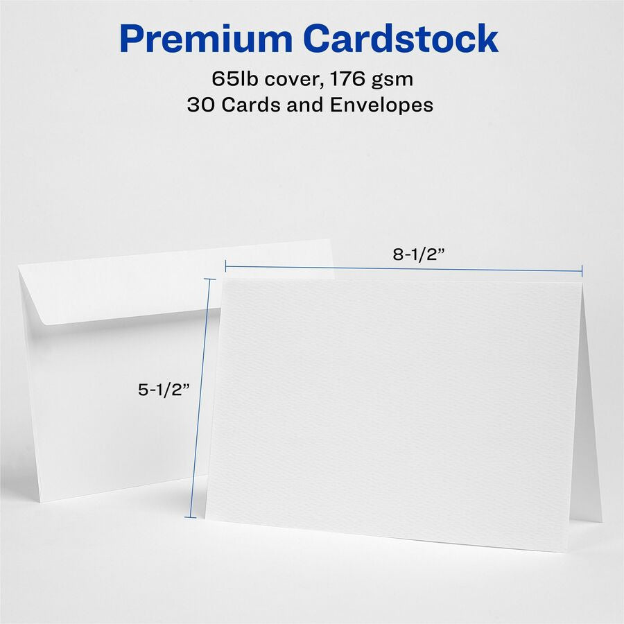 Avery® Half-Fold Greeting Cards Textured Uncoated 5-1/2’’ x 8-1/2’’ 30 (3378) - 5 1/2’’ 8 - & Stationery Sets