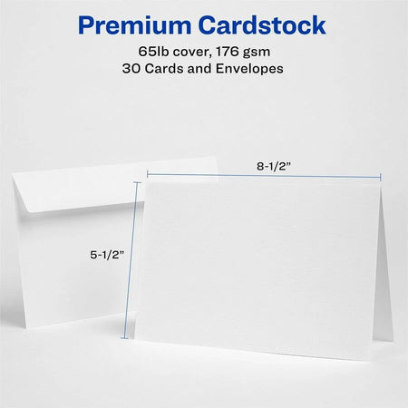 Avery® Half-Fold Greeting Cards: Textured Uncoated 5-1/2’’ x 8-1/2’’ - 30 Cards - & Stationery Sets