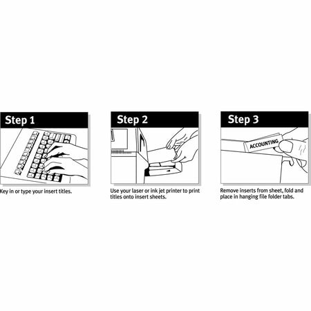 Avery® Hanging File Folder Tab Inserts - 100 Print-on Tabs - White Paper - 5 Set - Folders & Accessories