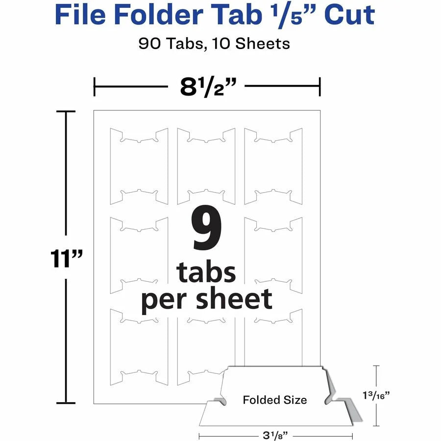 Avery® Hanging File Tabs: Matte White Printable Customizable - 90/Pack - Folders & Accessories