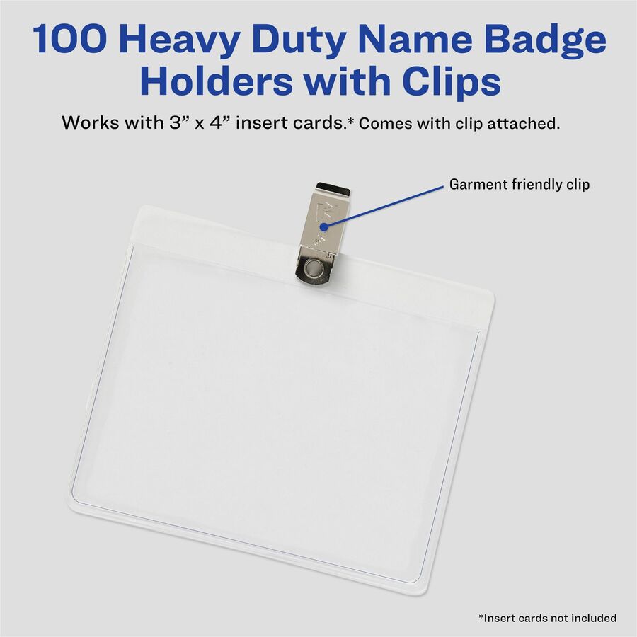 Avery&reg; Heavy-Duty Clip-Style Badge Holders - Rear