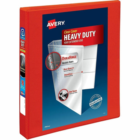 Avery® Heavy-Duty View 3 Ring Binder, 1" One Touch EZD(R) Rings, 1 Red Binder (79170) - 2000